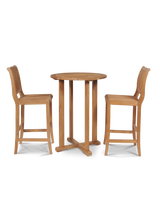 Palm Round Teak Outdoor Bar Height Bistro Table with Umbrella Hole - Ornate Home