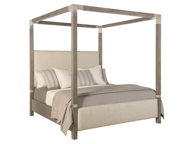 Palma Rustic Grey/White/Cream Fabric Canopy King Bed - Ornate Home