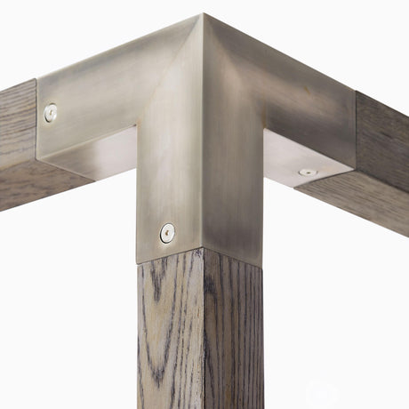 Palma Rustic Grey/White/Cream Fabric Canopy King Bed - Ornate Home