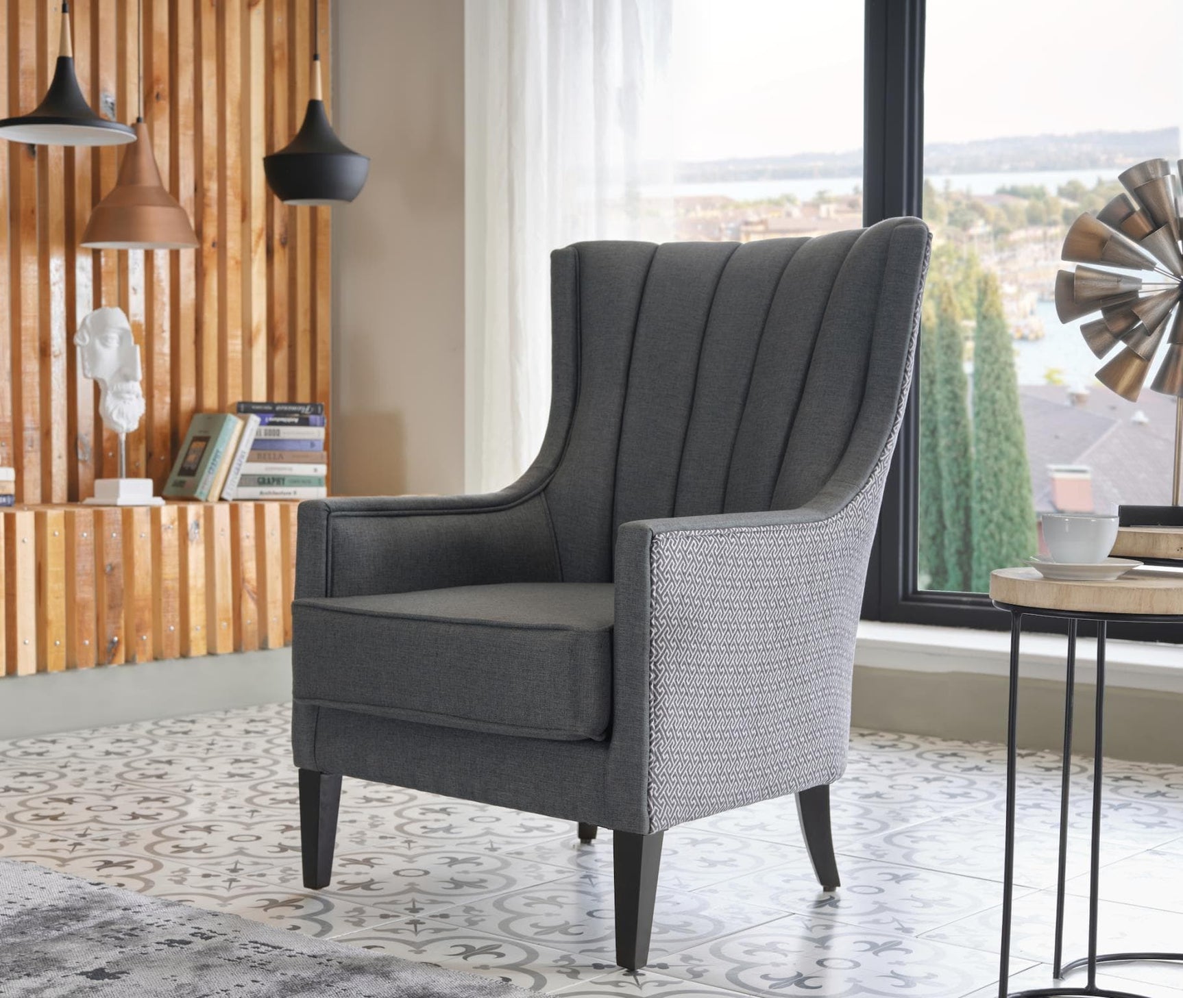 Palmer Corvet Anthracite Accent Armchair - Ornate Home