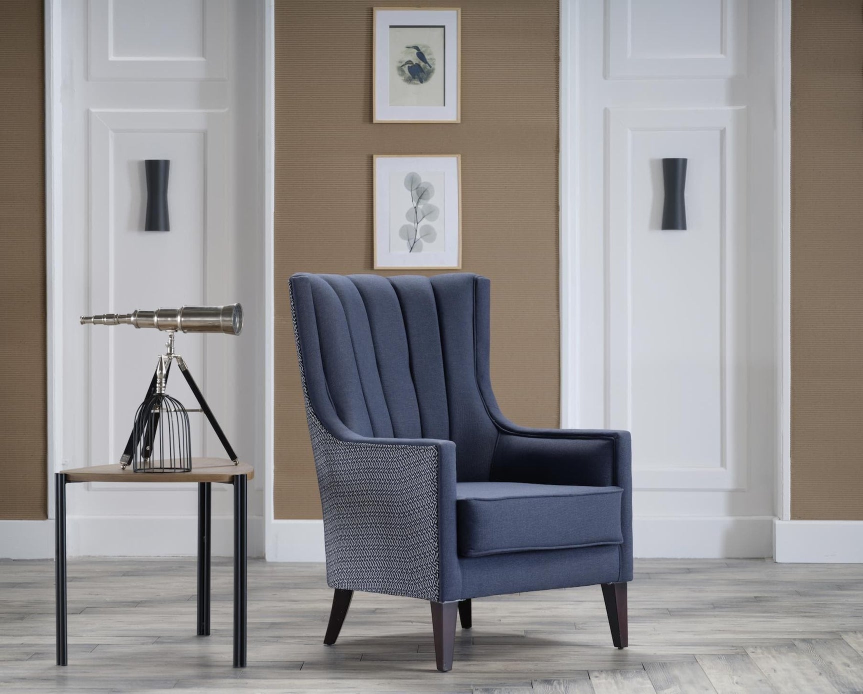 Palmer Corvet Navy Accent Armchair - Ornate Home