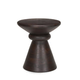 Palmera Dark Brown Wood Pedestal Accent Table - Ornate Home