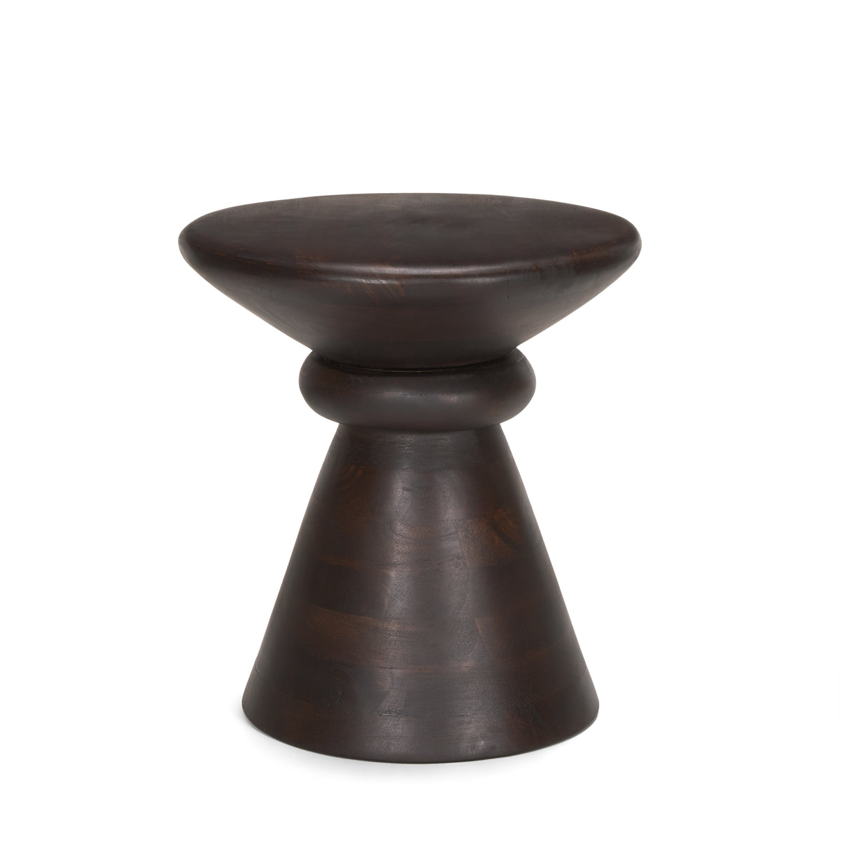 Palmera Dark Brown Wood Pedestal Accent Table - Ornate Home