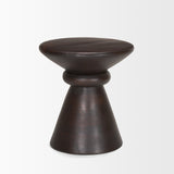 Palmera Dark Brown Wood Pedestal Accent Table - Ornate Home