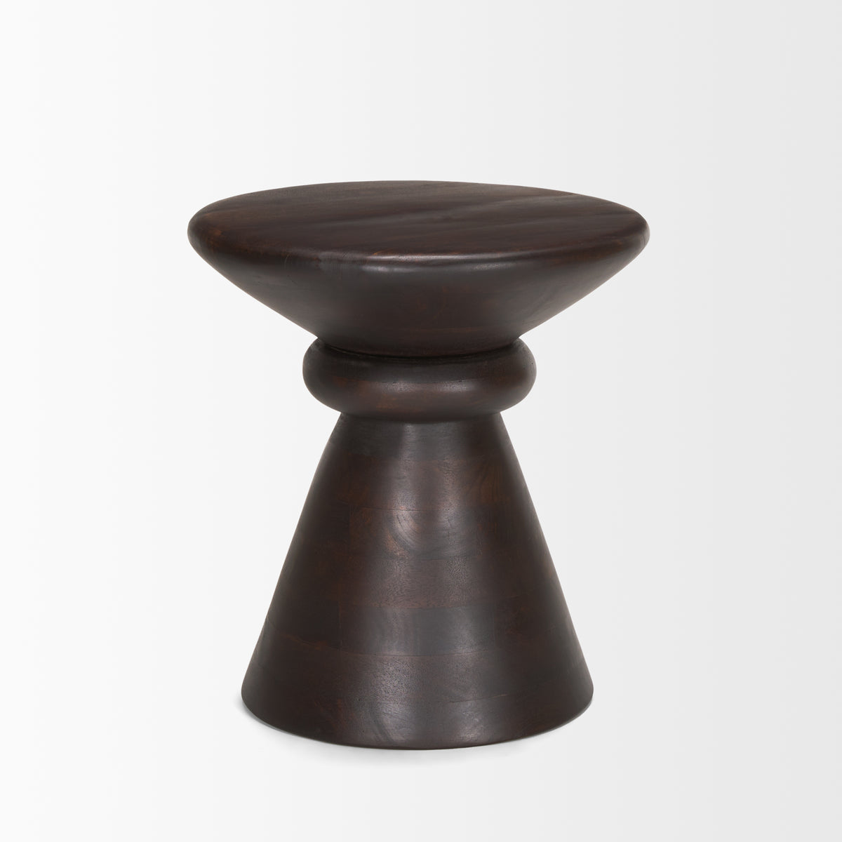 Palmera Dark Brown Wood Pedestal Accent Table - Ornate Home