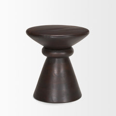Palmera Dark Brown Wood Pedestal Accent Table - Ornate Home