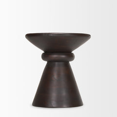 Palmera Dark Brown Wood Pedestal Accent Table - Ornate Home