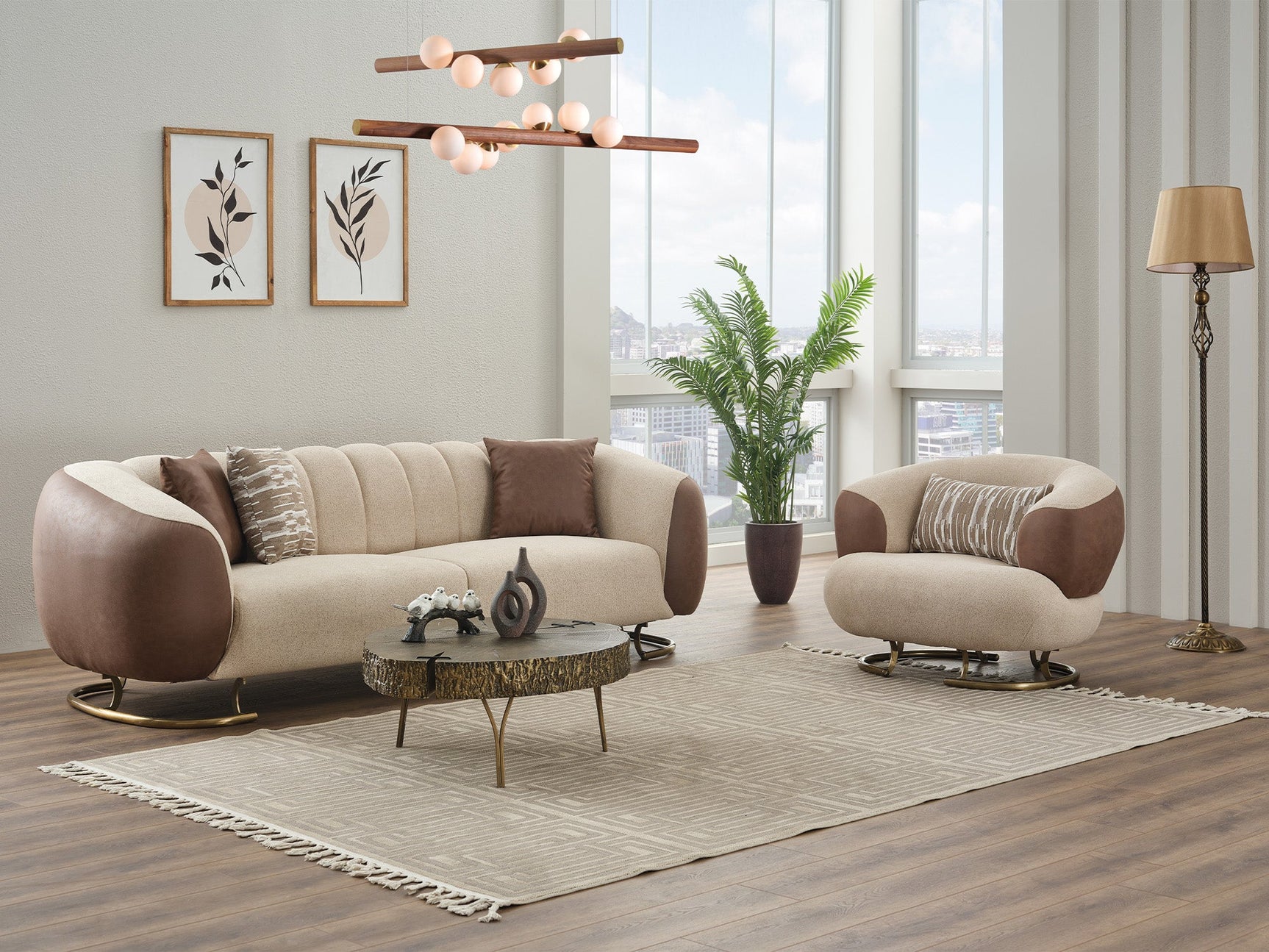 Palmera Cream Stationary Sofa