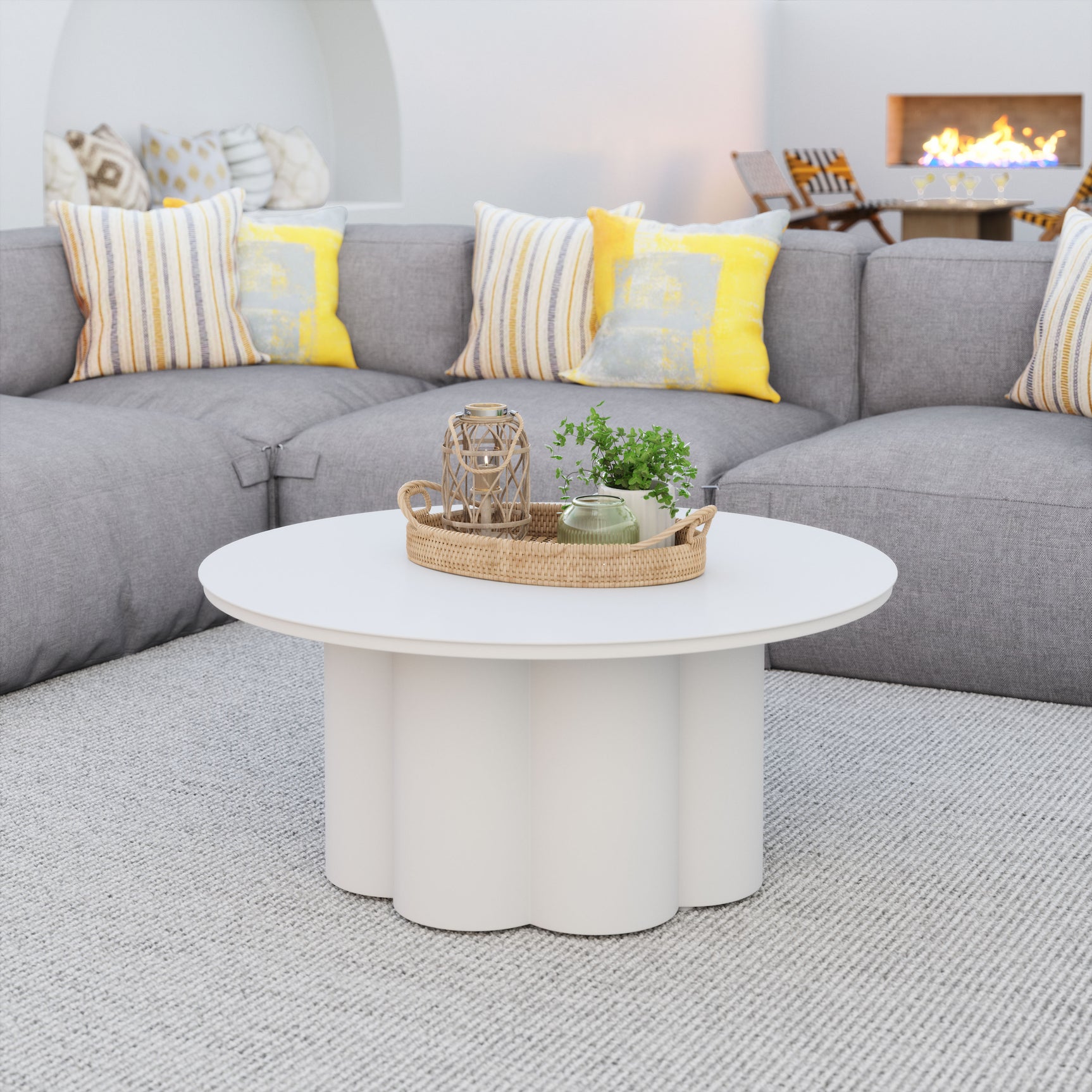 Palmier White Coffee Table - Ornate Home