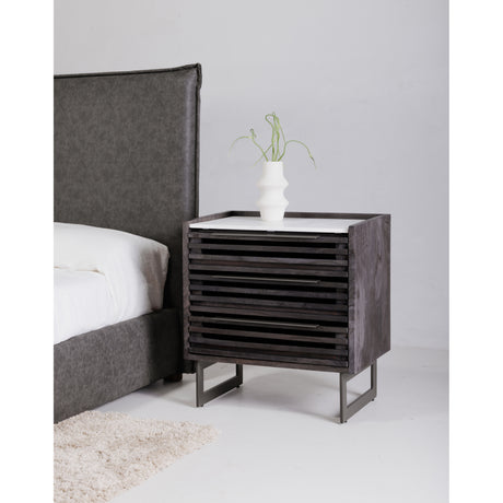 Paloma Charcoal Grey 3 Drawer Nightstand - Ornate Home