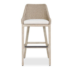 Paloma Gray/White Outdoor Wicker Bar Stool - Ornate Home