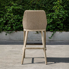 Paloma Gray/White Outdoor Wicker Bar Stool - Ornate Home