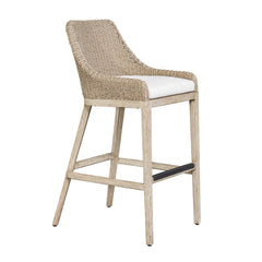 Paloma Gray/White Outdoor Wicker Bar Stool - Ornate Home