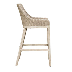 Paloma Gray/White Outdoor Wicker Bar Stool - Ornate Home