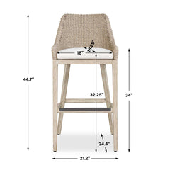 Paloma Gray/White Outdoor Wicker Bar Stool - Ornate Home