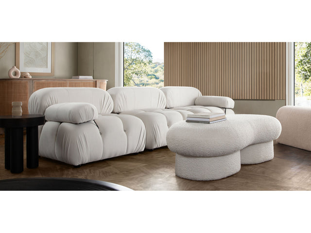 Paloma Light Cream Velvet Modular Sectional  / 3-piece - Ornate Home