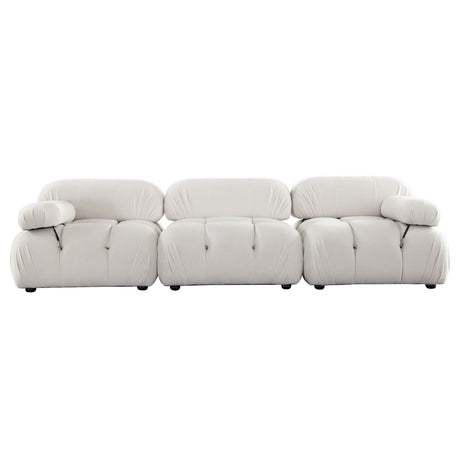 Paloma Light Cream Velvet Modular Sectional  / 3-piece - Ornate Home