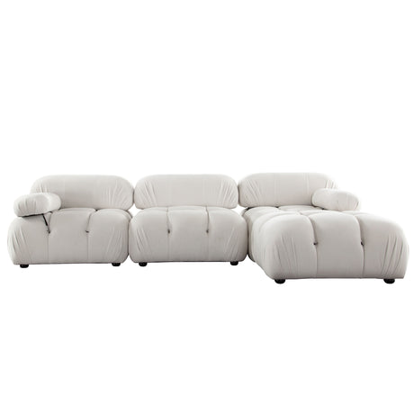 Paloma Light Cream Velvet Modular Sectional  / 4-piece - Ornate Home