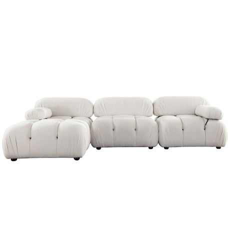 Paloma Light Cream Velvet Modular Sectional  / 4-piece - Ornate Home