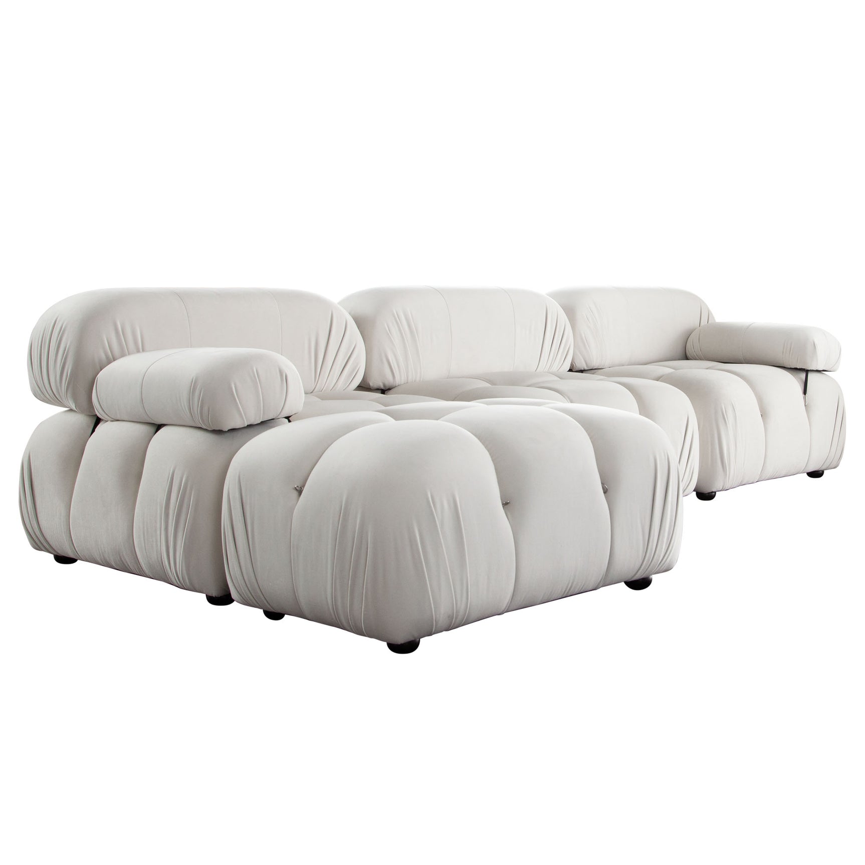 Paloma Light Cream Velvet Modular Sectional  / 4-piece - Ornate Home