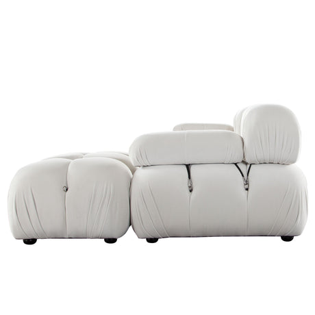 Paloma Light Cream Velvet Modular Sectional  / 4-piece - Ornate Home