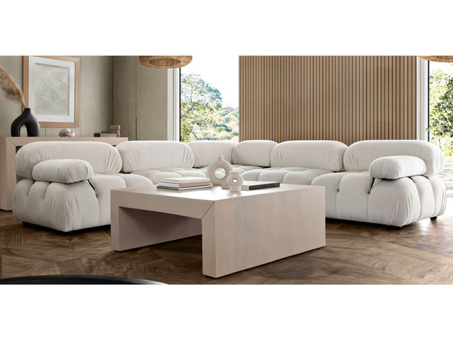 Paloma Light Cream Velvet Modular Sectional  / 5-piece - Ornate Home