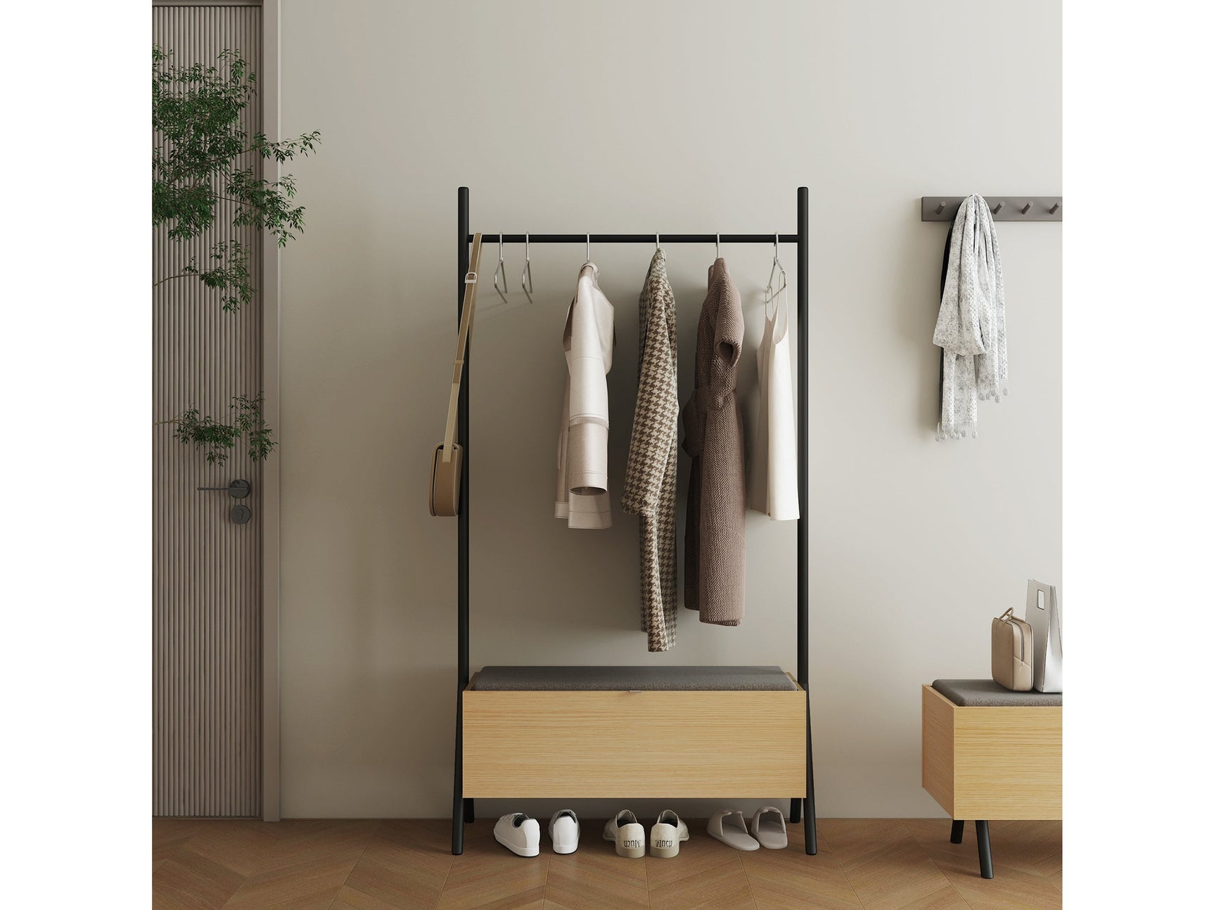 Paloma Open Hanging Closet in Natural Oak - Ornate Home