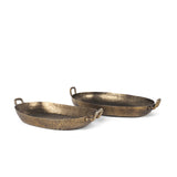 Pama Gold Hammered Metal Decorative Trays (Set of 2) - Ornate Home