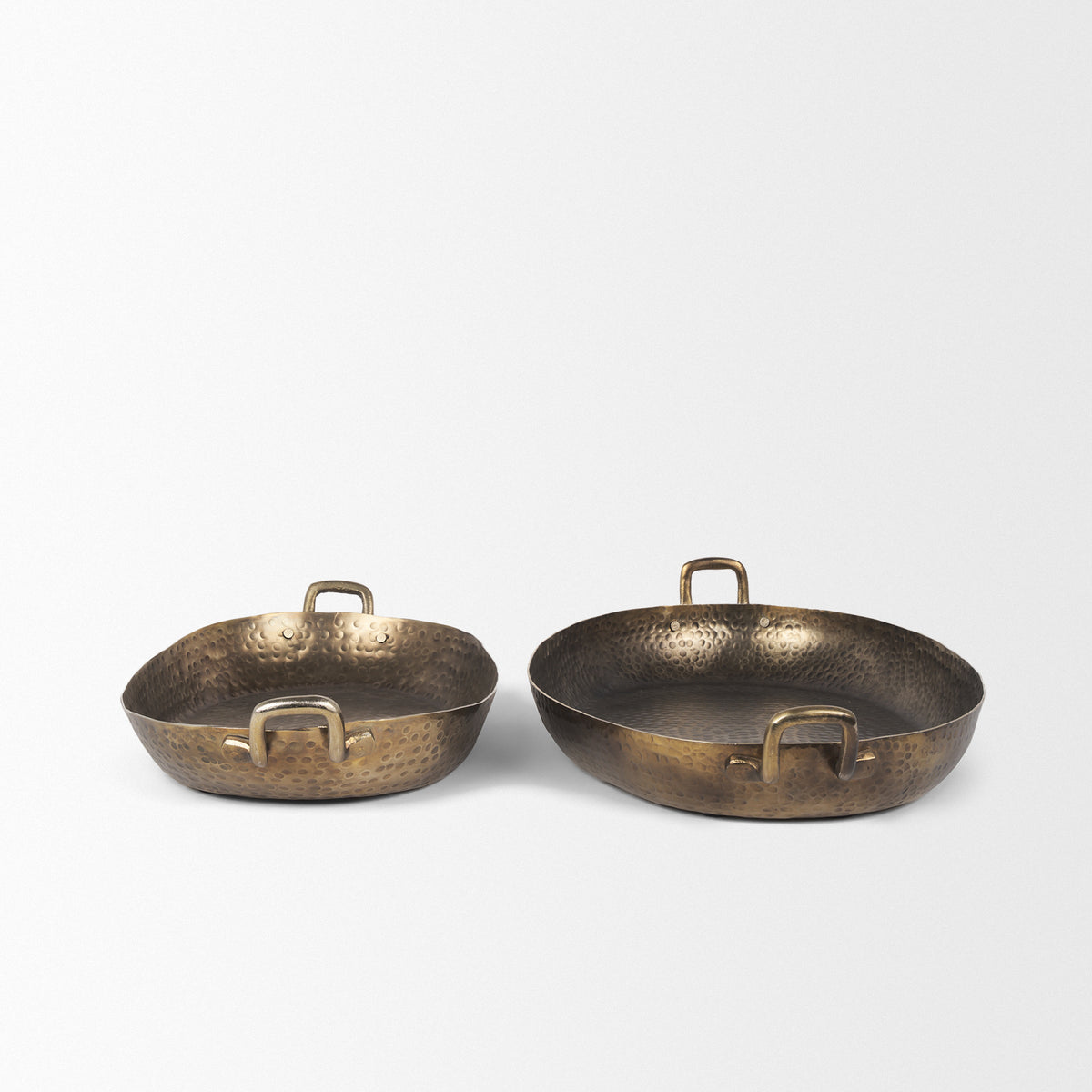 Pama Gold Hammered Metal Decorative Trays (Set of 2) - Ornate Home