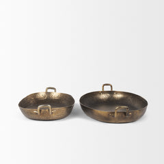 Pama Gold Hammered Metal Decorative Trays (Set of 2) - Ornate Home