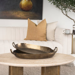 Pama Gold Hammered Metal Decorative Trays (Set of 2) - Ornate Home