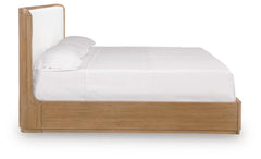 Pamaria Light Brown California King Upholstered Panel Bed - Ornate Home