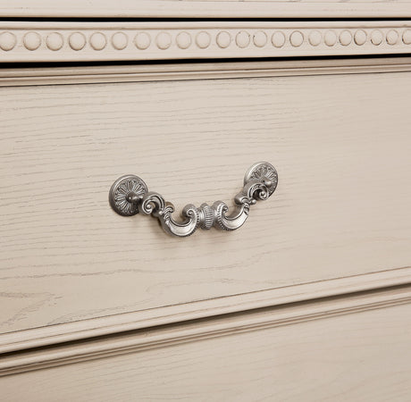 Pamphilos Antique White Queen Bed & 2 Nightstand & Dresser & Mirror - Ornate Home