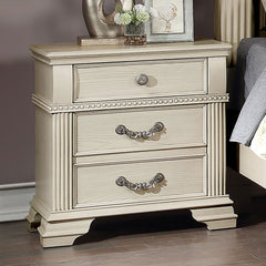Pamphilos Antique White Queen Bed & Nightstand & Dresser & Mirror & Chest - Ornate Home
