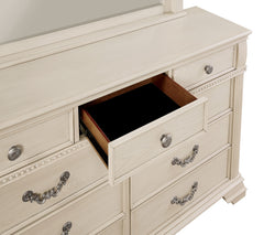 Pamphilos Antique White Queen Bed & Nightstand & Dresser & Mirror & Chest - Ornate Home