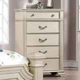 Pamphilos Antique White Queen Bed & Nightstand & Dresser & Mirror & Chest - Ornate Home