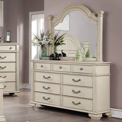 Pamphilos Antique White Queen Bed & Nightstand & Dresser & Mirror & Chest - Ornate Home
