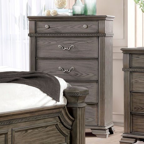 Pamphilos Gray Queen Bed & Nightstand & Dresser & Mirror & Chest - Ornate Home