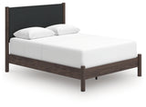 Pamytta Brown/Black Queen Upholstered Panel Bed, Dresser and Mirror (Online Special Price) - Ornate Home