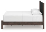 Pamytta Brown/Black Queen Upholstered Panel Bed, Dresser and Mirror (Online Special Price) - Ornate Home