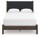Pamytta Brown/Black Queen Upholstered Panel Bed, Dresser and Mirror - Ornate Home