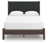 Pamytta Brown/Black Queen Upholstered Platform Bed, Dresser and Mirror (Online Special Price) - Ornate Home