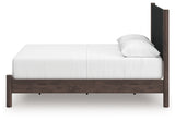 Pamytta Brown/Black Queen Upholstered Platform Bed, Dresser and Mirror (Online Special Price) - Ornate Home
