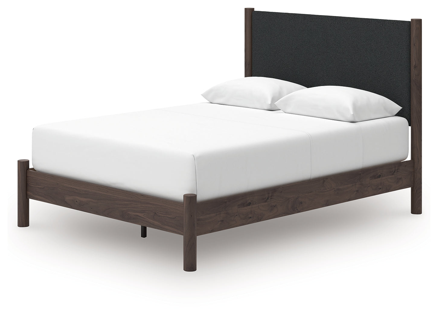 Pamytta Brown/Black Queen Upholstered Platform Bed, Dresser and Mirror (Online Special Price) - Ornate Home
