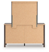 Pamytta Brown Full Upholstered Panel Bed, Dresser and Mirror - Ornate Home