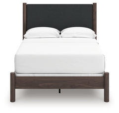 Pamytta Brown Full Upholstered Panel Bed, Dresser and Mirror - Ornate Home