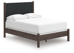 Pamytta Brown Full Upholstered Panel Bed, Dresser and Mirror - Ornate Home