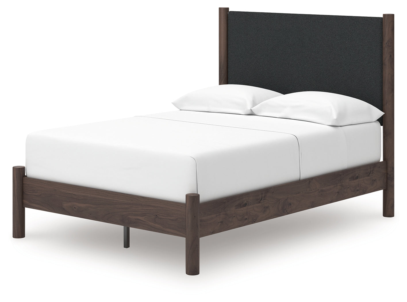 Pamytta Brown Full Upholstered Platform Bed, Dresser and Mirror (Online Special Price) - Ornate Home