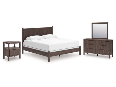 Pamytta Brown King Panel Bed, Dresser, Mirror and Nightstand - Ornate Home