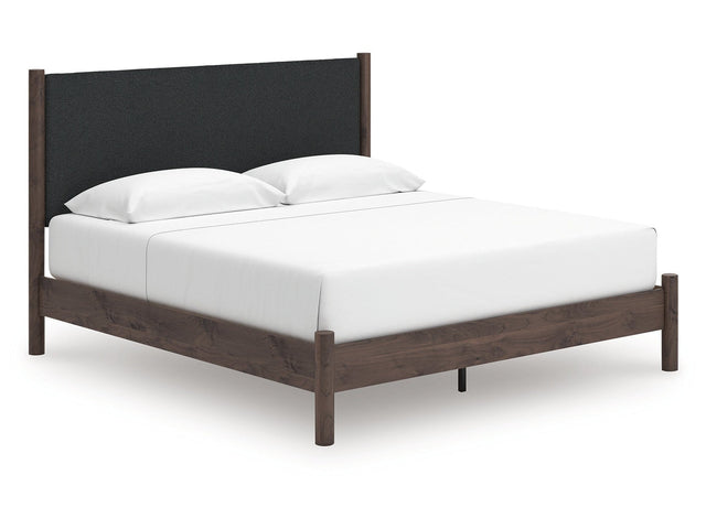 Pamytta Brown King Upholstered Panel Platform Bed (Online Special Price) - Ornate Home